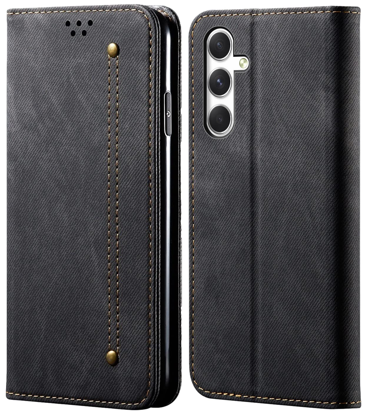 Cubix® Denim Flip Cover for Samsung Galaxy A54 5G Case Slim Wallet Folio Case Magnetic Closure Cover (Black) (B0D8JW639G) Amazon Price History, Amazon Price Tracker