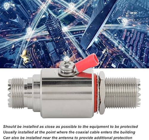 Miniatura 4 de Cofor - Protector de sobretensiones axial de rayo, pararrayos profesional de hembra a hembra, protector de sobretensiones de rayos axiales UHF Cofor