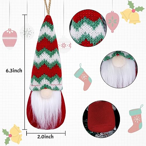 Miniatura 2 de Juego de 10 adornos de Navidad hechos a mano para colgar en el árbol de Navidad, gnomos de Navidad para decoración del hogar, decoración navideña
