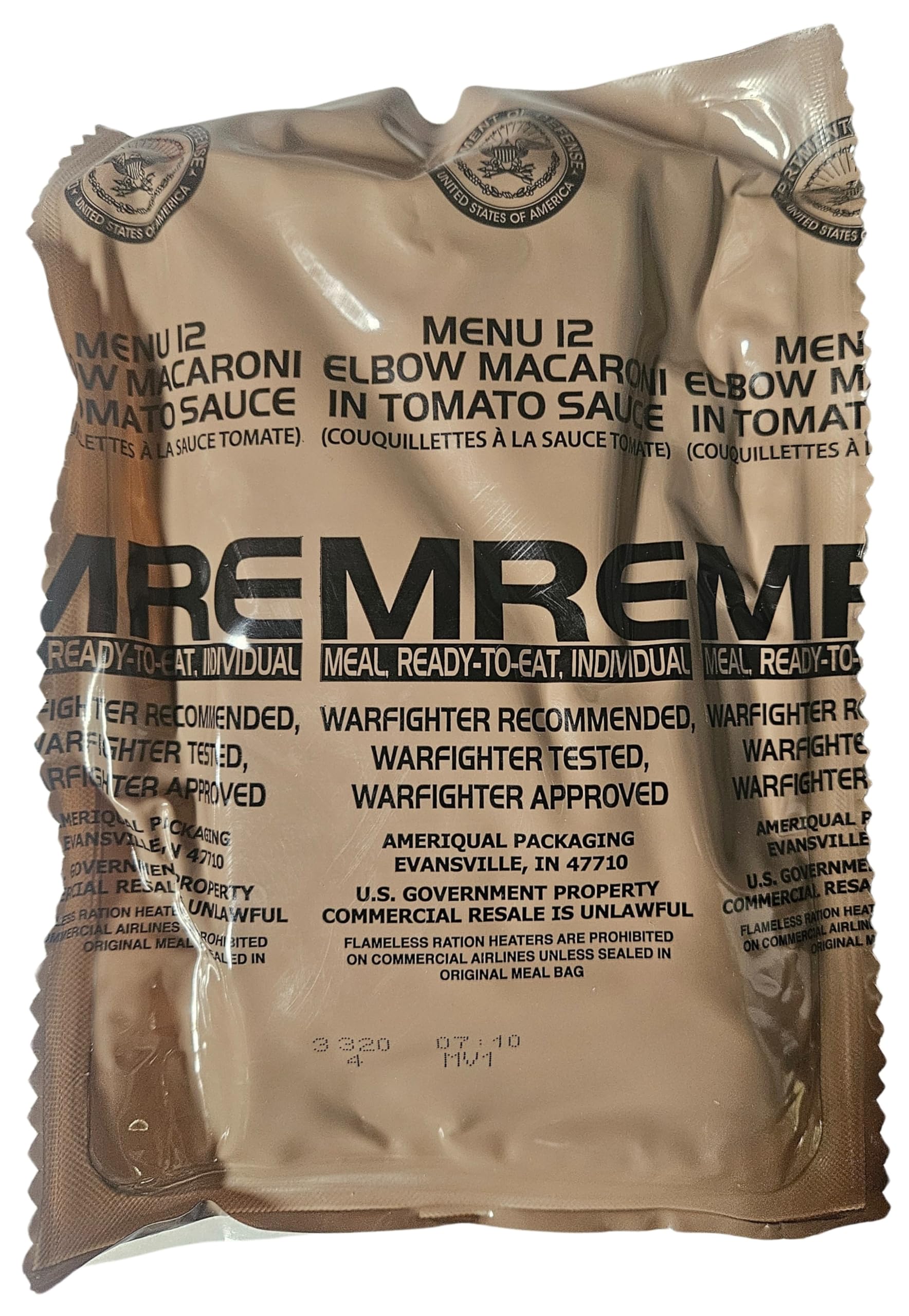 Genuine USGI MRE [Meal, Ready to Eat] Inspection Date 01/2026 or Newer [New Packaging] - You Choose Menu Ration with Entree, Snacks, Dessert, Drink