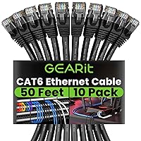 Vista 42 de GEARit Paquete de 50 cables Ethernet Cat6 de 0.5 pies Cable de conexión de red RJ45, conectores chapados en oro sin enganches de 10 Gbps, cable