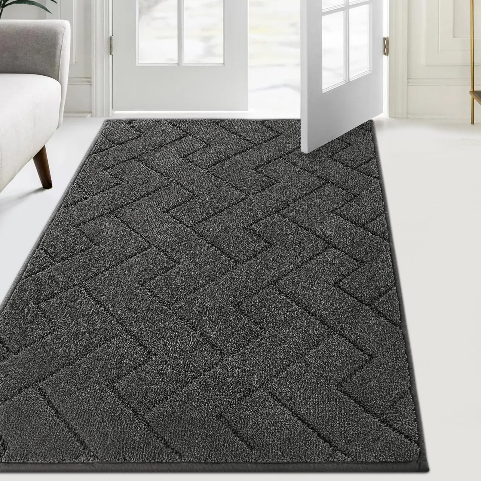FCSDETAIL Schmutzfangmatte Innen, rutschfeste Fußmatte, waschbar Sauberlaufmatte, absorbierend Türmatte, Fussmatte Teppich für Hund, Eingang, Haustür & Flur