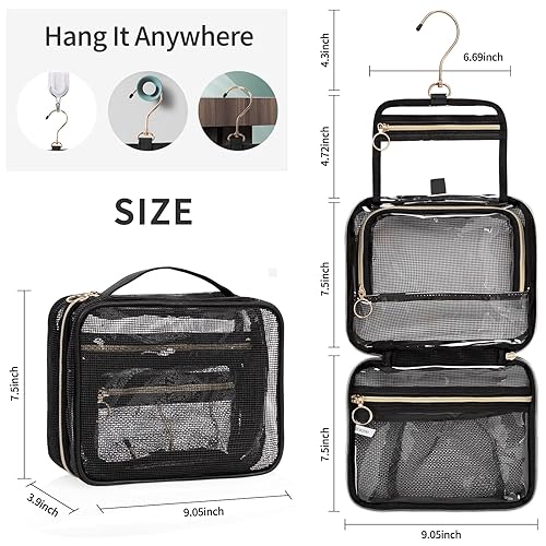 Miniatura 7 de CUBETASTIC Neceser de viaje, bolsa de maquillaje para mujer, bolsa de viaje portátil resistente al agua pequeña para artículos de tocador y