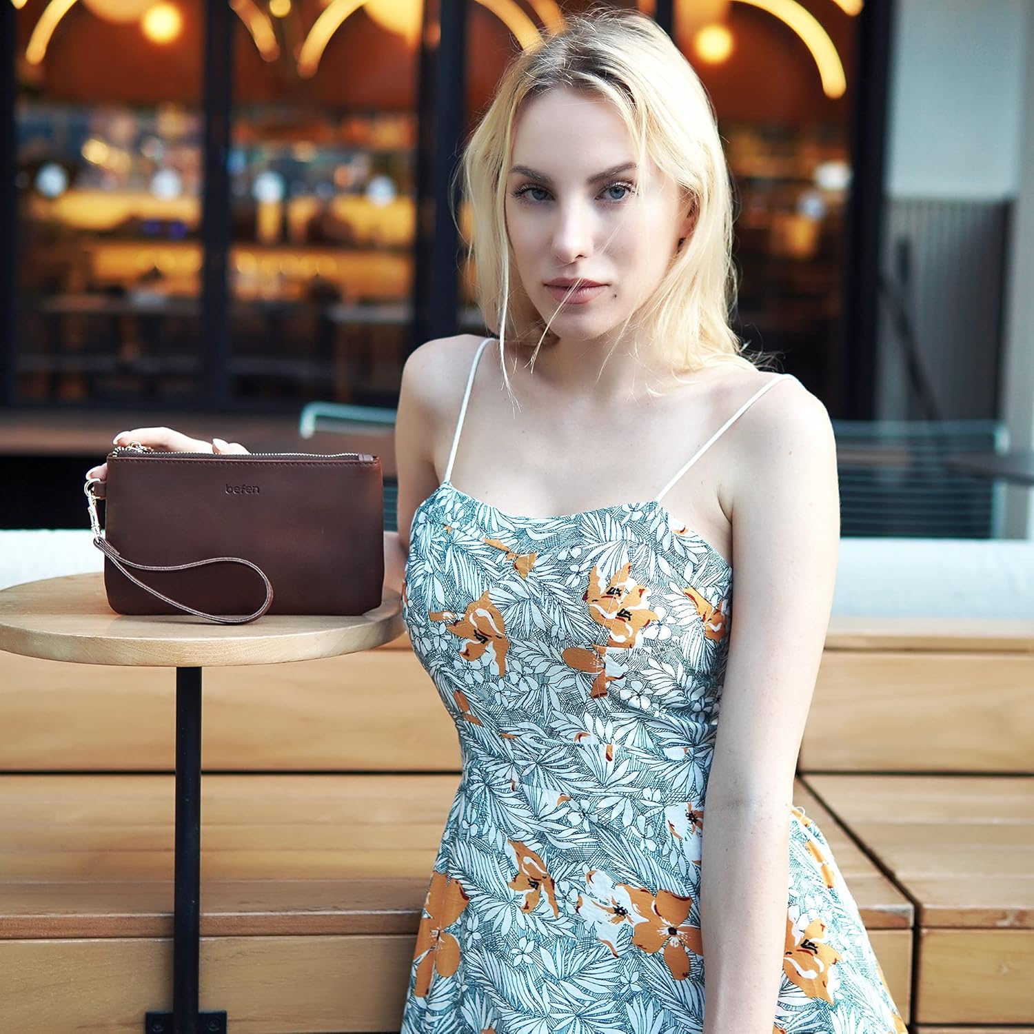 befen Genuine Leather Wristlet Clutch RFID Blocking Bag Cell Phone Wallet Purse Wristlet Wallet Purses and Handbags for Women - Image 2