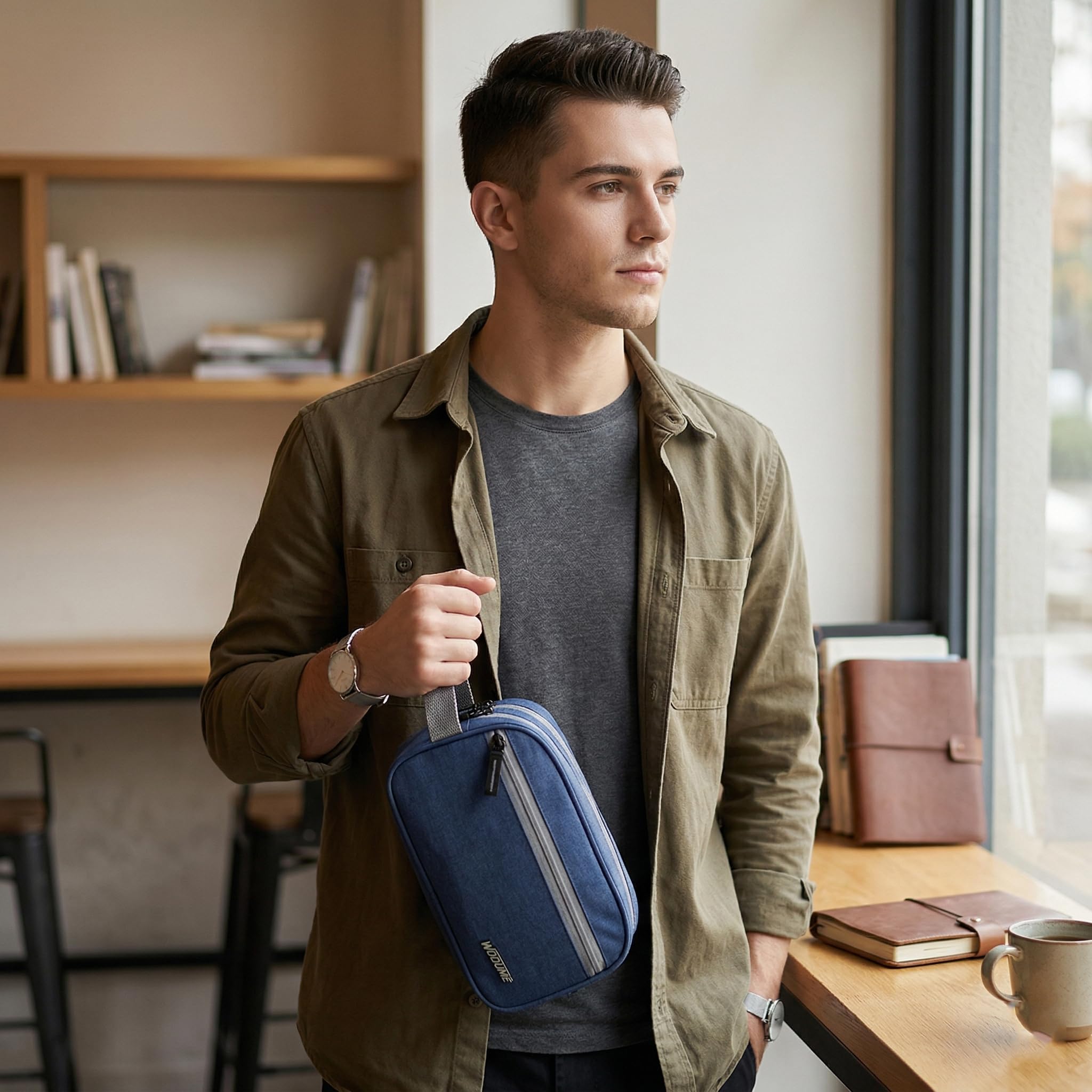 Wooum Travel Toiletry Pouch for Men 1 Year Warranty Shaving Kit Bag Travel Pouch Organizer Medicine Bag Toilet Kit for Travel Small Travel Pouch Bag for Men & Women (Navy Blue) 1