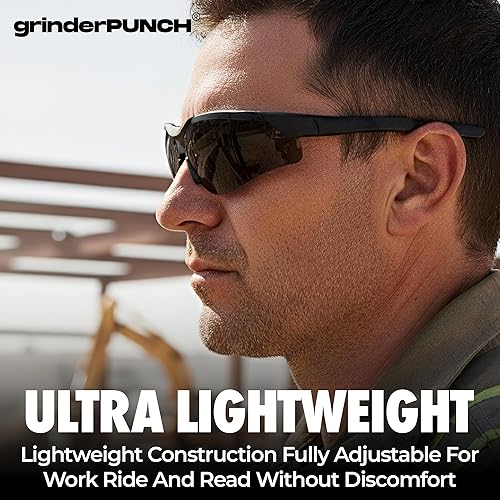 Miniatura 10 de grinderPUNCH 2 pares de lentes de sol bifocales de seguridad, lentes negros con esquina de lectura, brazos totalmente ajustables