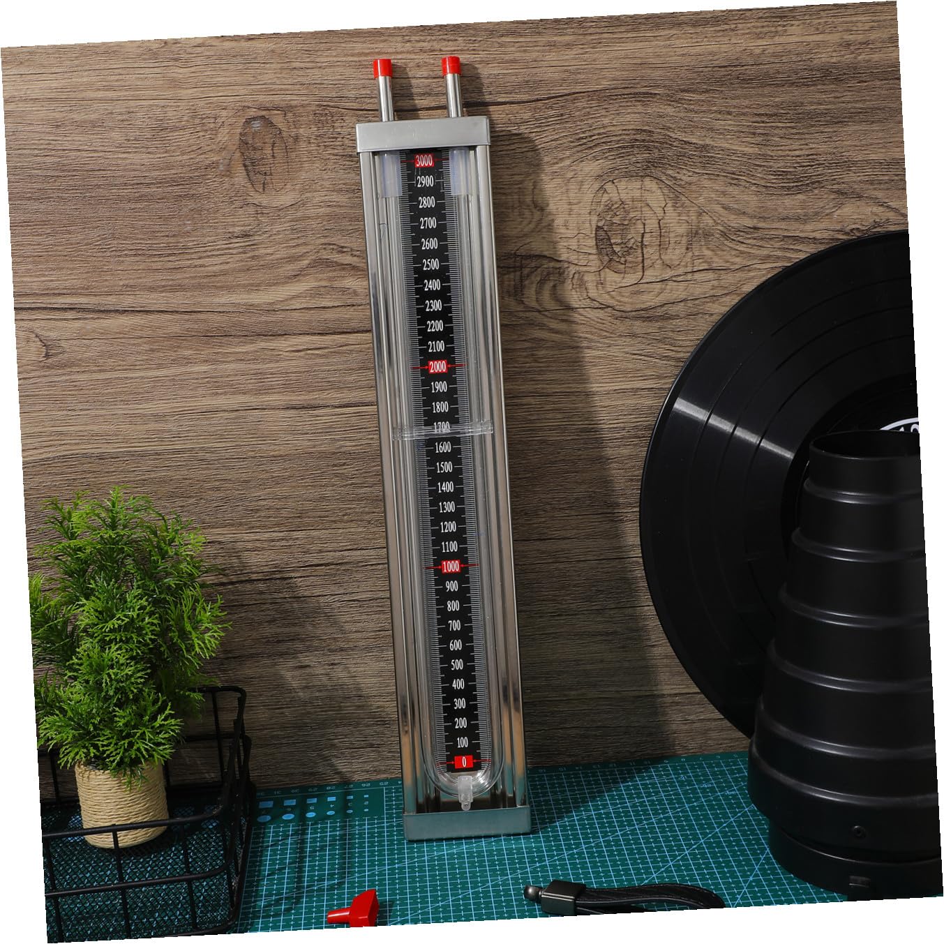 Differenzdruckmessgerät U-rohr Manometer Wassersäule Messgerät mit Vakuumschlauch Edelstahl 0–3000 Pa für Hauswasserwerk und Labor