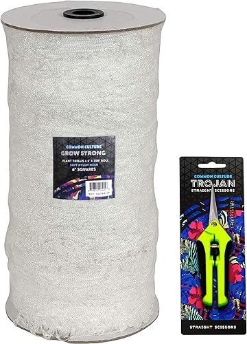 Rollo de malla suave de nailon enrejado a granel, red de jardín resistente de 6.5 x 350 pies para plantas + tijeras de corte de cultivo común