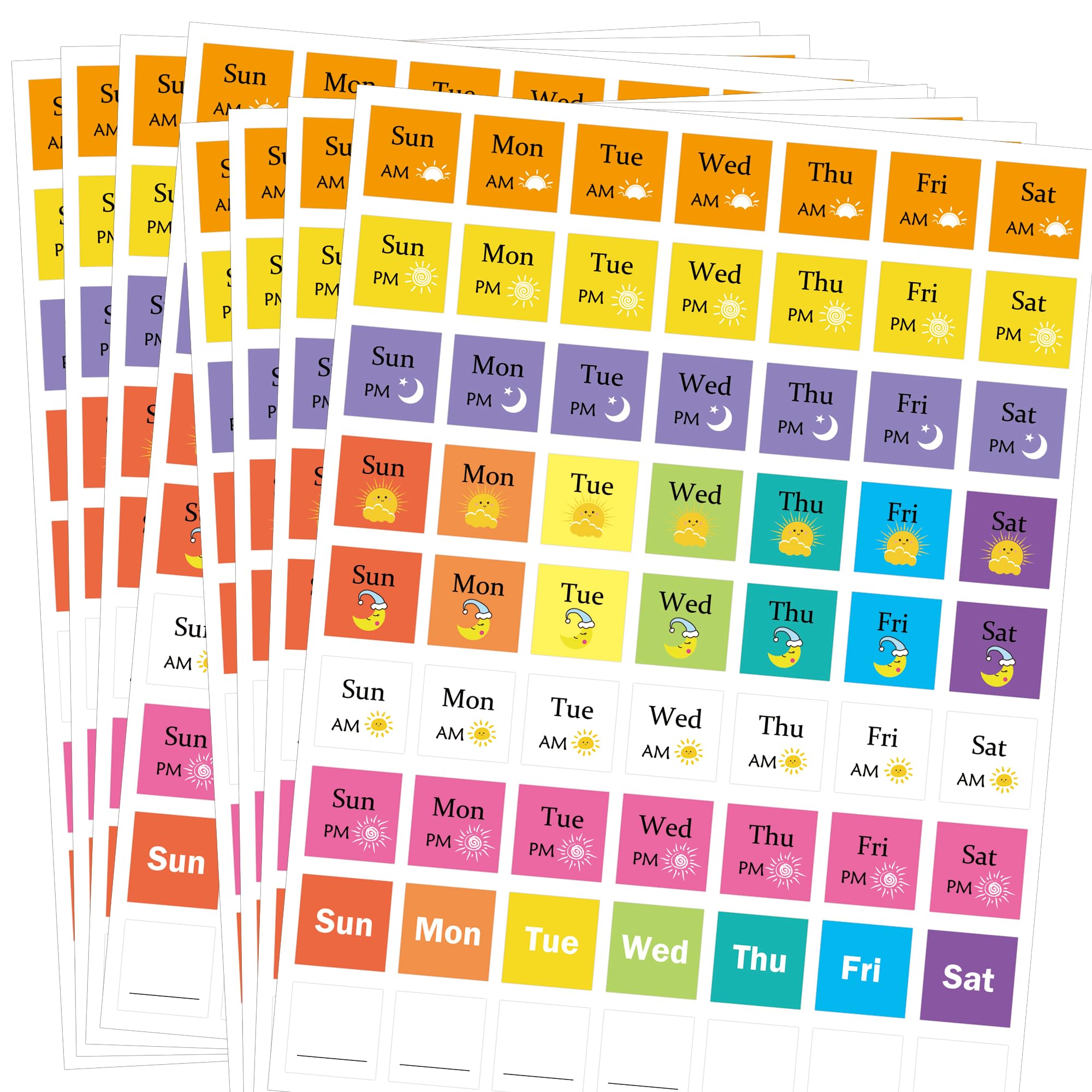 560 Pcs Medicine Stickers Medication Instruction Labels - Morning Noon Evening Bedtime Medicine Reminder Sticker 0.78 Inch AM NOON PM forPill Case