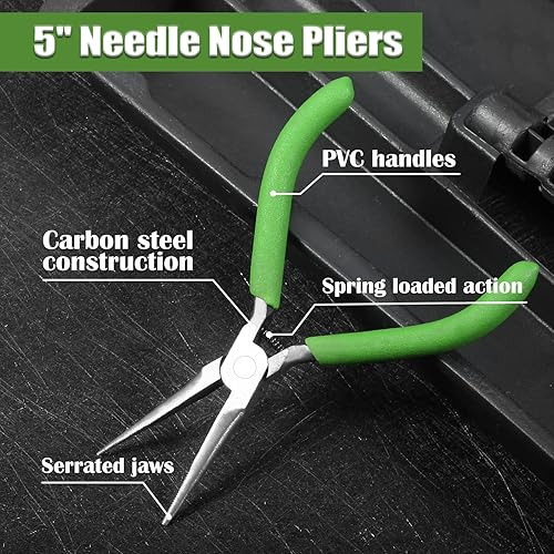 Miniatura 2 de Alicates de punta de aguja pequeños para hacer joyas, alicates de punta de 5 pulgadas de largo con mini alicates largos y cónicos mandíbulas