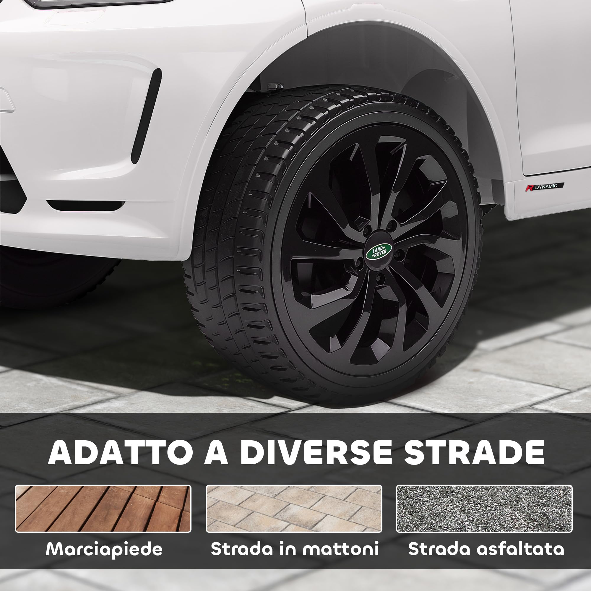 AIYAPLAY Macchina Elettrica per Bambini 3-6 Anni 12V Licenza Land Rover Discovery, 3-5km/h Auto Elettrica per Bambini con 2 Motori, Telecomando, Cintura, Musica, Clacson e Fari, Bianco