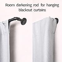 Vista 4 de Barras de cortina industriales de 1 pulgada para ventanas de 48 a 84 pulgadas, barra de cortina rústica envolvente, se adapta a cortinas opacas