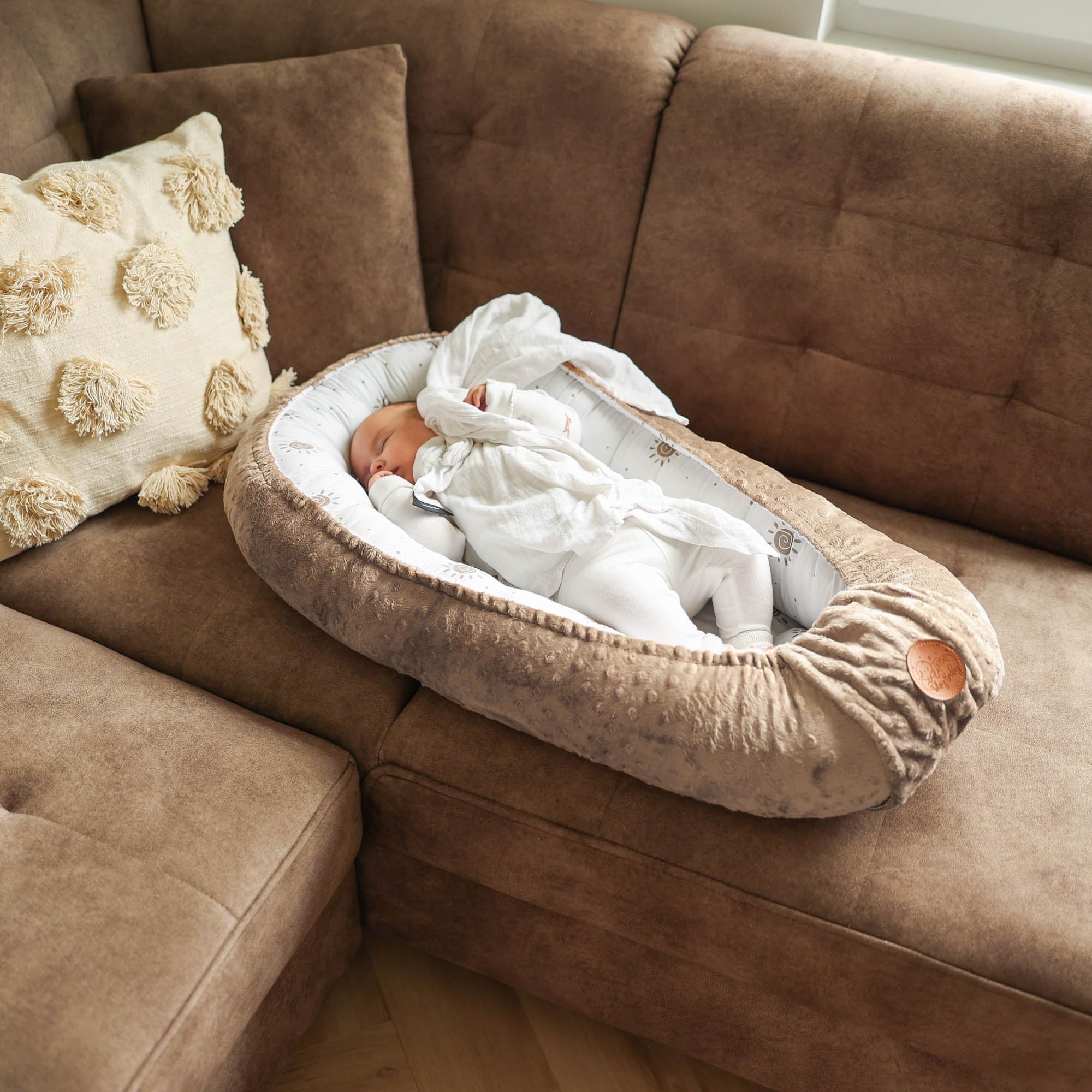Nido caldo per neonati 90x50 cm - nido coccoloso nido per neonati inverno/autunno nido per neonati bozzolo sole Marrone chiaro