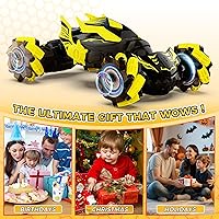 Vista 9 de Auto de acrobacias RC con detección de gestos, juguetes para niños de 6 a 12 años, auto controlado por gestos de la mano con control remoto de Negro