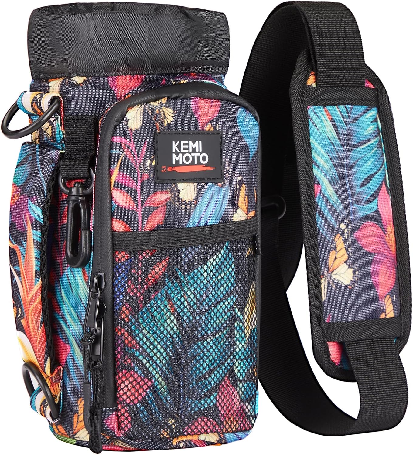 KEMIMOTO Water Bottle Holder Bag, Water Bottle Carrier with Adjustable Shoulder Strap, Water Bottle Pouch Holder for Hiking, Camping, Fishing, Compatible with YETI STANLEY SLM 32 oz, 40 oz, 64 oz