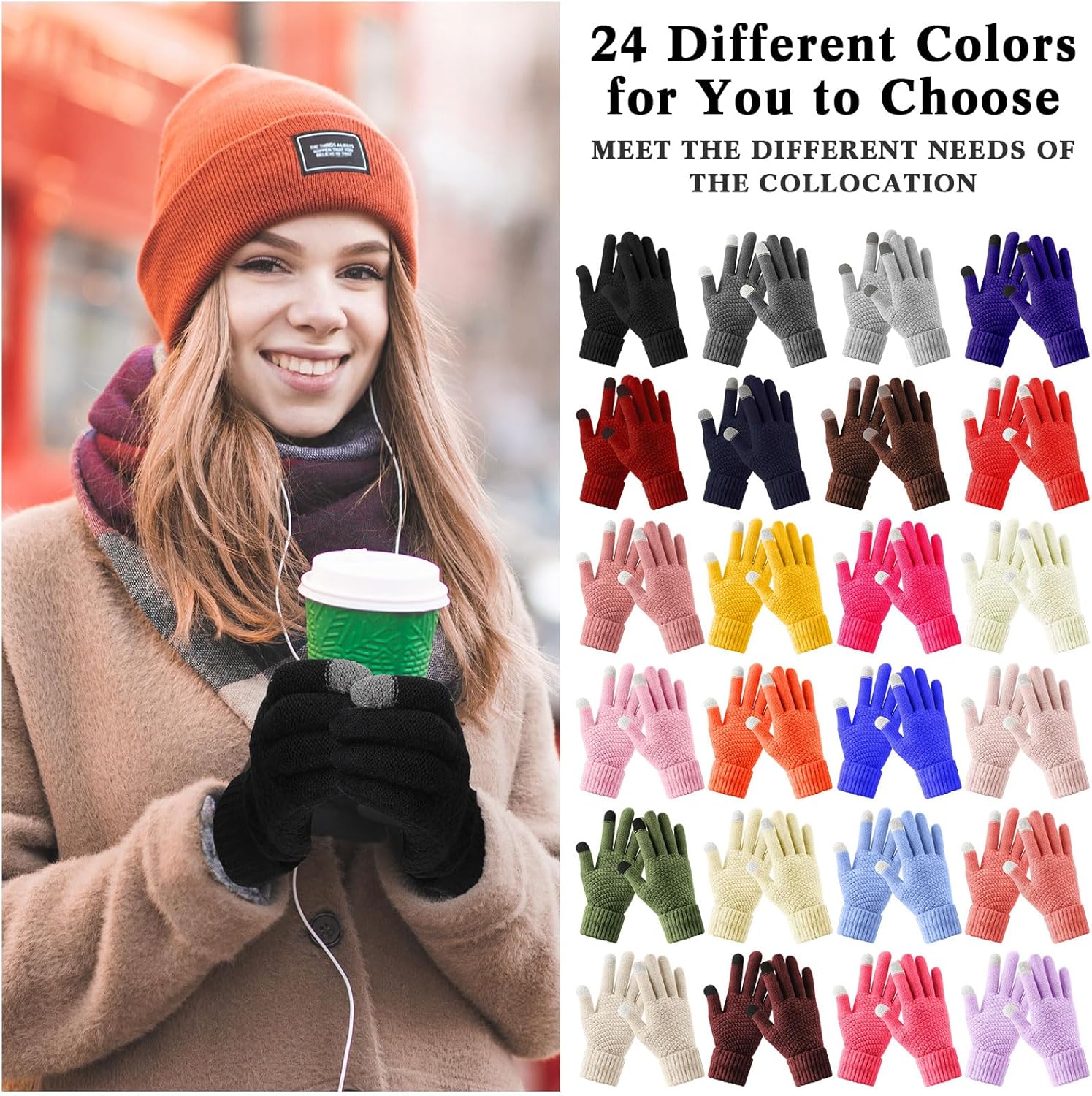 Suhine Winter Touchscreen Gloves Bulk Warm Fleece Lined Stretch Knit Gloves Windproof Mittens for Women Men Outdoor - Image 4