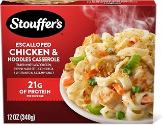 Stouffer's Escalloped Chicken & Noodles Frozen Meal - 12oz Single Serve Casserole with Tender Chicken, Fettuccini & Creamy Sauce