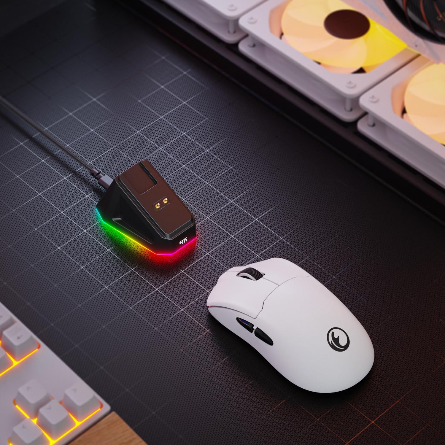 G63 2.4G/BT/Wired Tri-Mode 4K Wireless Gaming Mouse, PAW3395 Sensor, 58g Lightweight, 4000 Polling Rate, 26K DPI, 5 Programmable Buttons, RGB Magnetic Charging Dock with Wireless Receiver