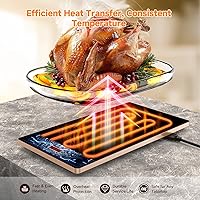 Vista 5 de FEPPO Electric Warming Tray, 4-in-1 Food Warmers for Parties Buffet with 10 Temp Settings and Timer, 33"x15" Glass Surface Warming Mat for Food