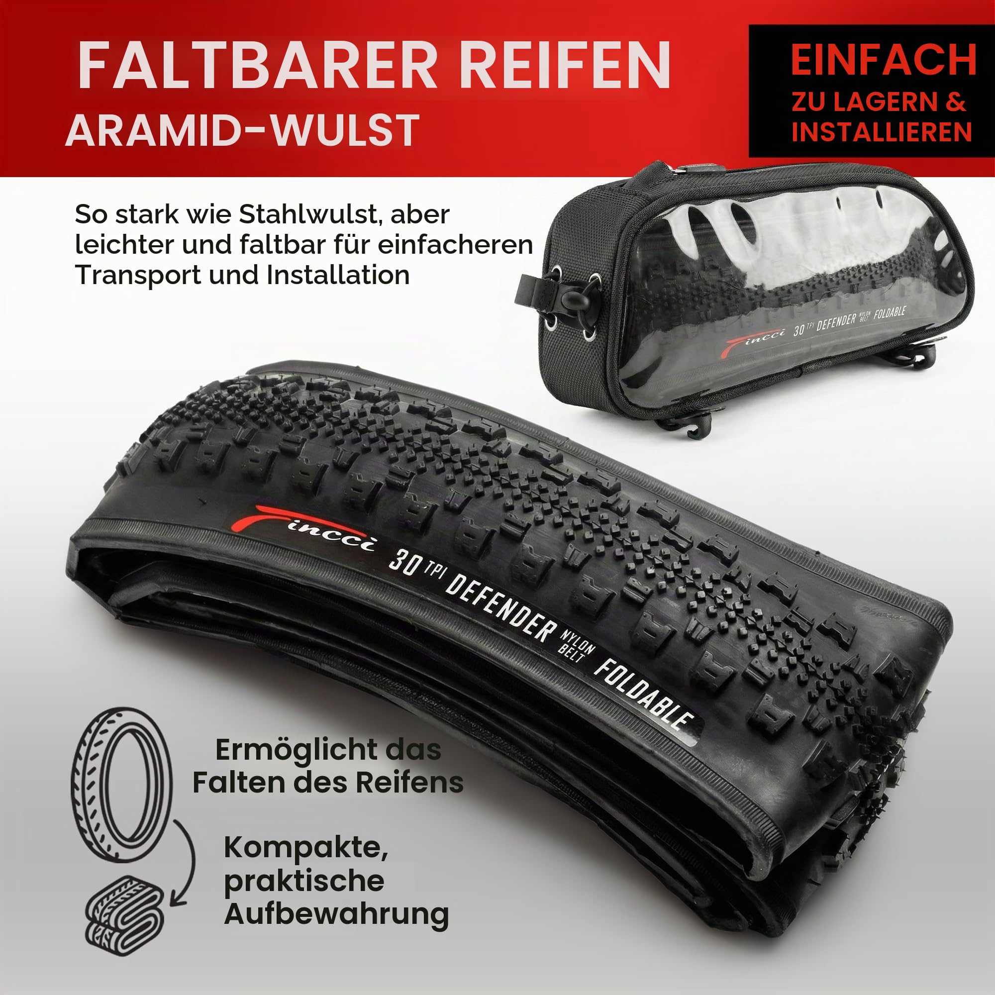 Fincci Gravel Fahrradreifen 28 Zoll 700x38c Paar Faltreifen Kevlar Set