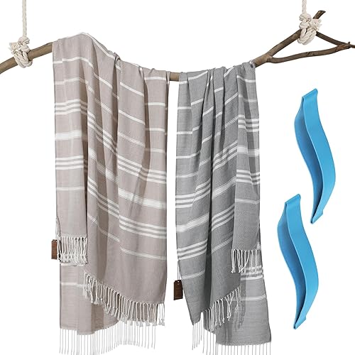 Paquete de 2 toallas de playa turcas para baño, baño, senderismo, para adultos, algodón suave, extra grande, vacaciones de verano, no repelen la disponible en Yaxa Peru