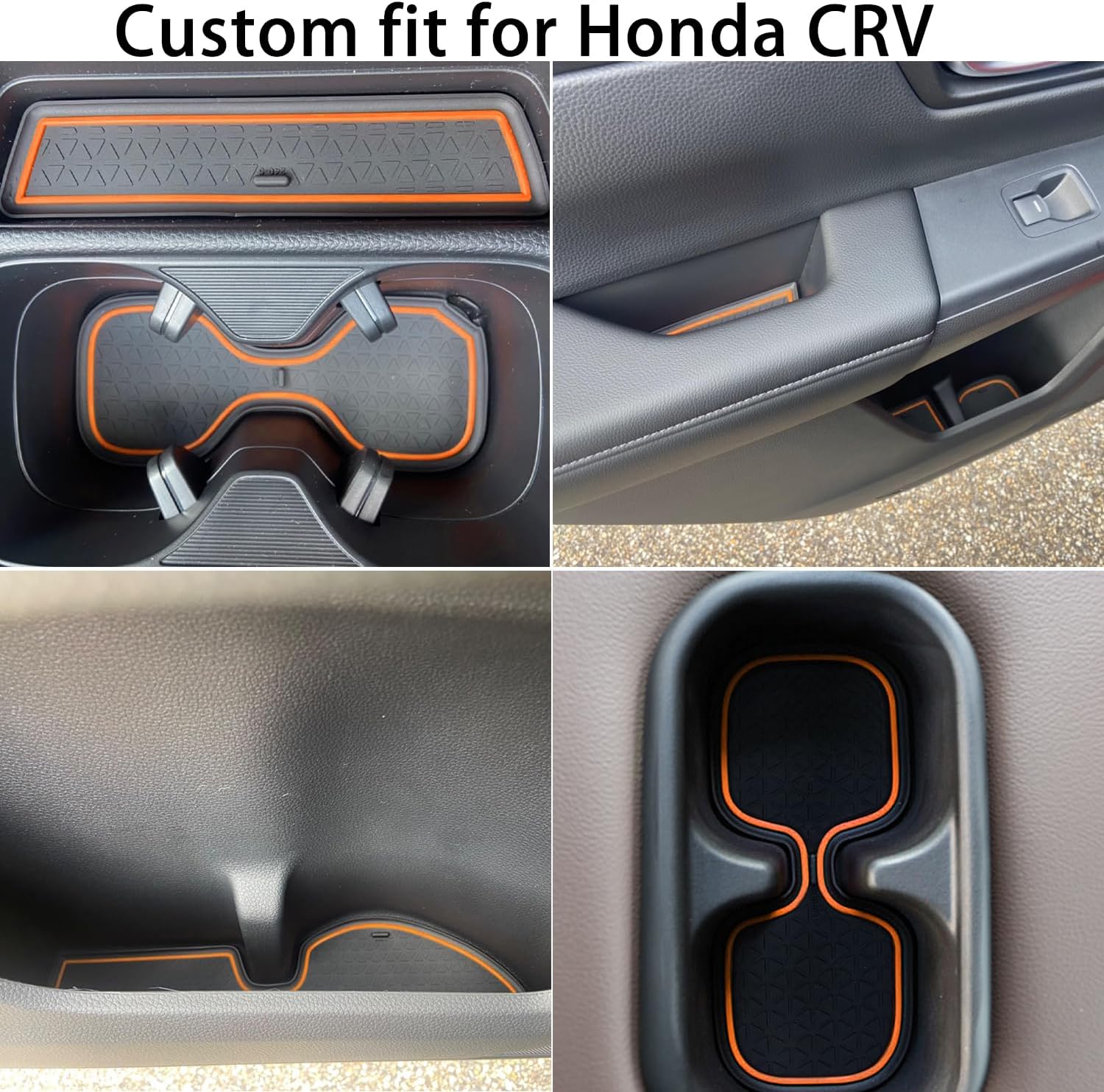 Center Console Liner for Honda CRV Accessories 2023 2024 2025 2026, for CR-V Cup Holder Mat, Door Slot Pad, Coaster Trim, Non-Slip Dust Interior, Custom Rubber Decoration Insert (17pcs, Orange)