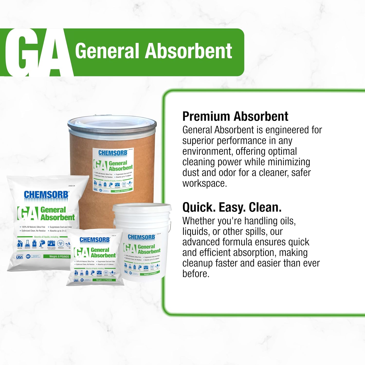 GA - General Absorbent, 48 Pound Drum