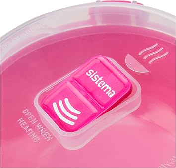 Sistema Microwave Breakfast Bowl | Round Microwave Container with Lid | 850 ml | BPA-Free | Pink | 1 Count