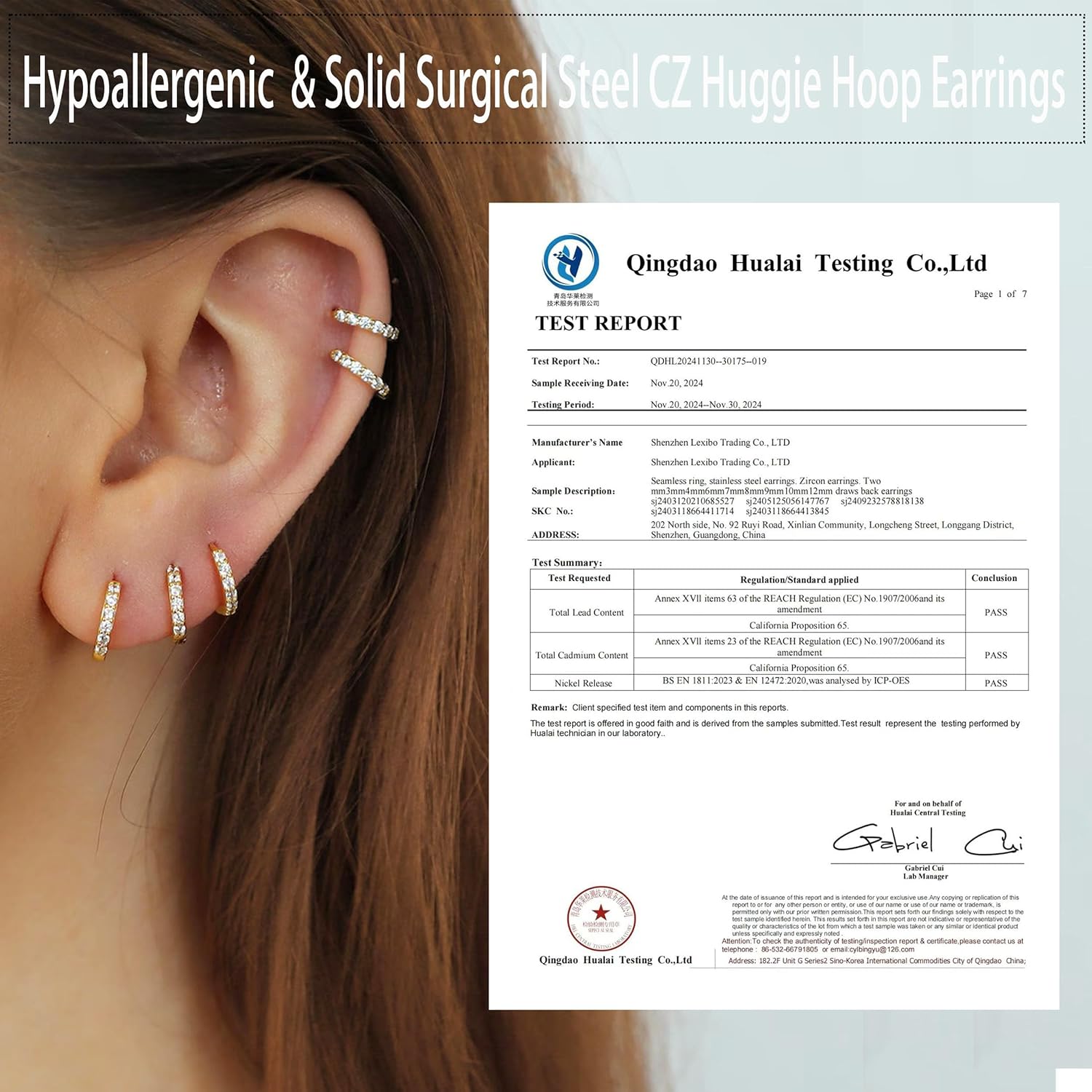 Hypoallergenic Unisex Surgical Steel Small Cubic Zirconia Huggie Hoop Earring, Color Gold - Silver - Rose Gold - Black - Rainbow, Size 6mm- 12mm Safe for Sensitive Ear - Image 2