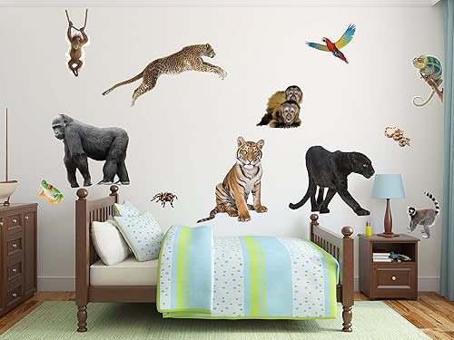 Juego de pared grande de 12 piezas de animales de la selva