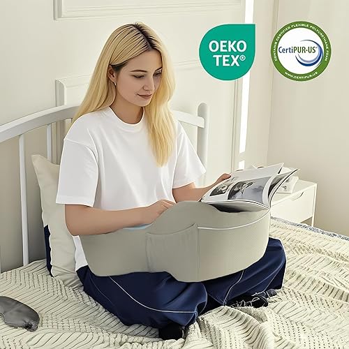 Miniatura 6 de XWZO Almohada de juegos para regazo, almohada de lectura de espuma viscoelástica para laptop, ganchillo, almohada de reposabrazos con máscara de