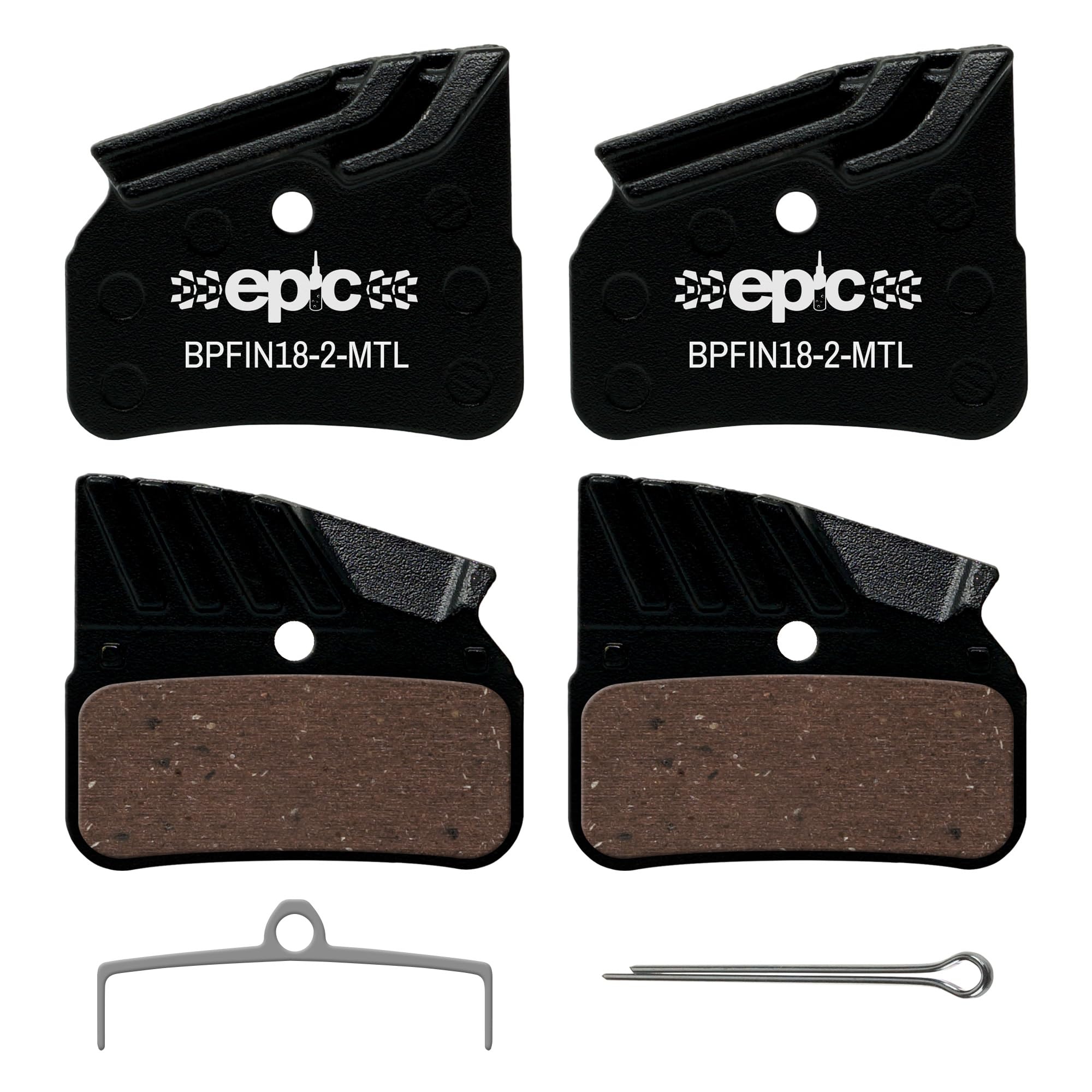 epic Disc Brake Pads with Cooling Fins | Fits N03A, N03A-RF, N04C, N04C-MF | Shimano SLX, XT, XTR Compatible | Ceramic & Metal Options | 2 Sets (Metal)