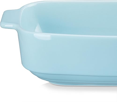 Miniatura 8 de LOVECASA Juego de 3 cacerolas para horno, platos de cerámica para hornear, sartenes rectangulares para lasaña profundas con asas, moldes para