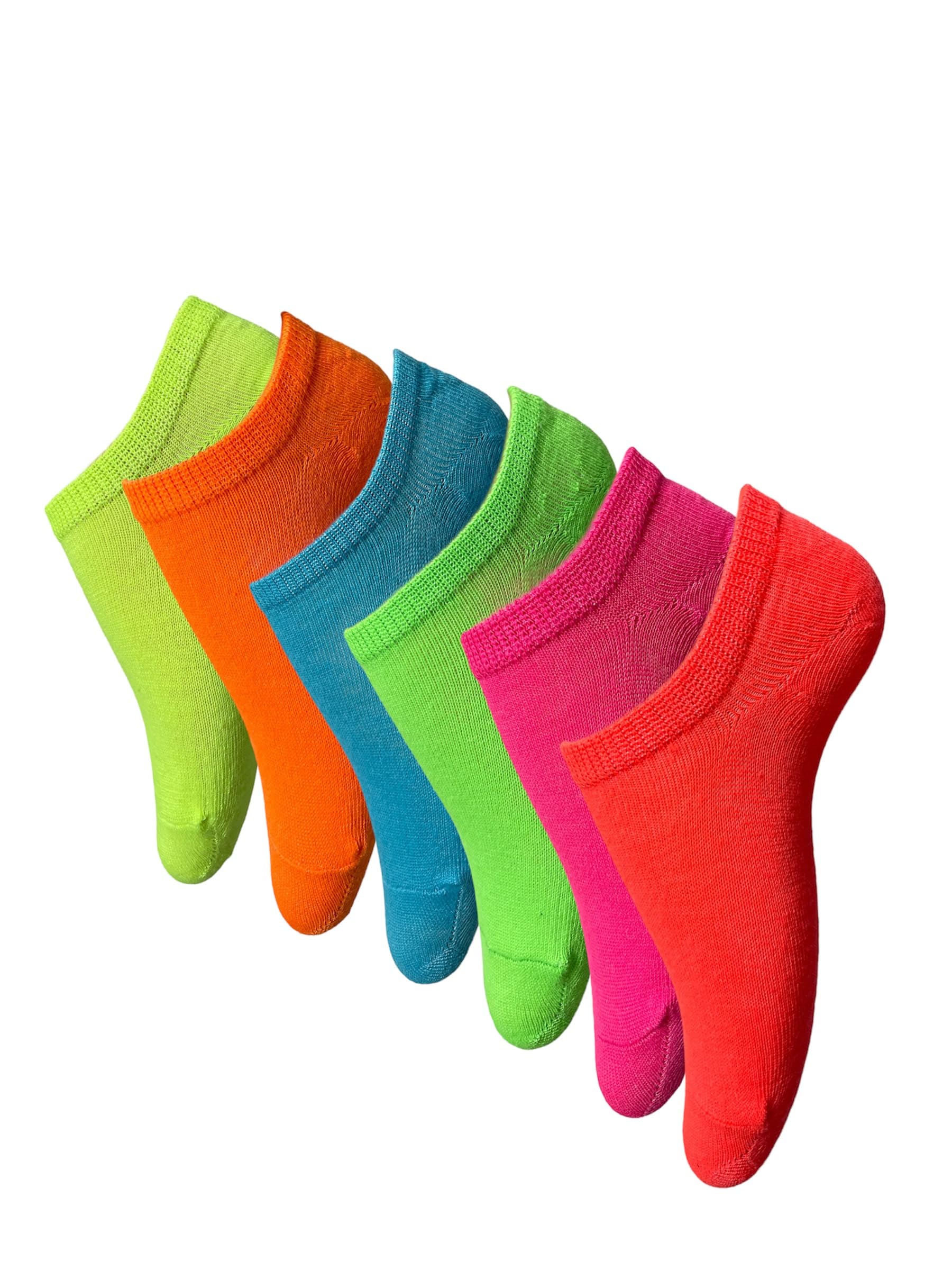 Qz Fashion Women's Multicolor 6 Pairs Girls Invisible Trainer Multicolour Socks No Show Footies Shoe Liner Uk Size 4-6