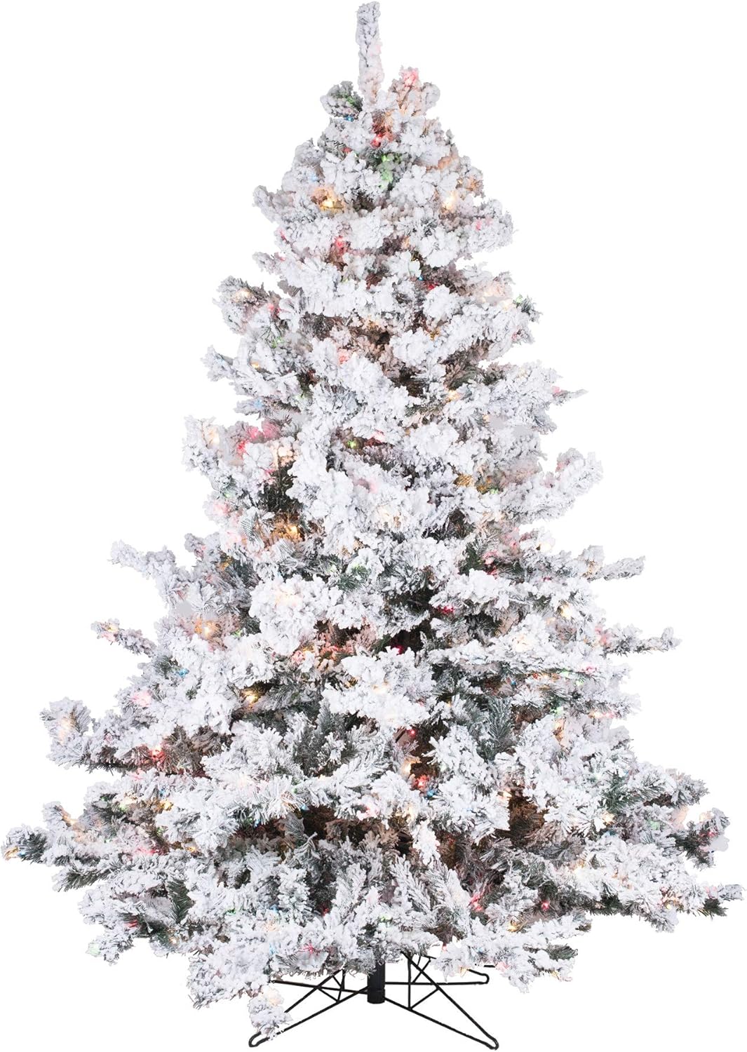 Vickerman Artificial 6.5' X 62" Indoor Flocked Alaskan Pine Christmas Tree - 700 Dura-Lit® Multi-Colored Lights - 1045 PVC Tips