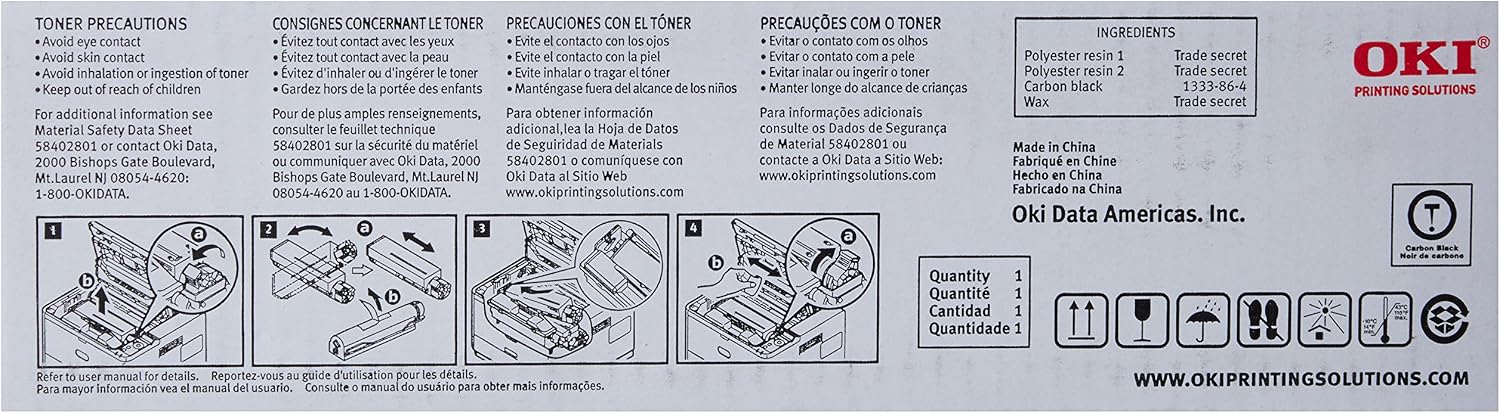 Oki 44574901 Toner, 10,000 Page-Yield, Black