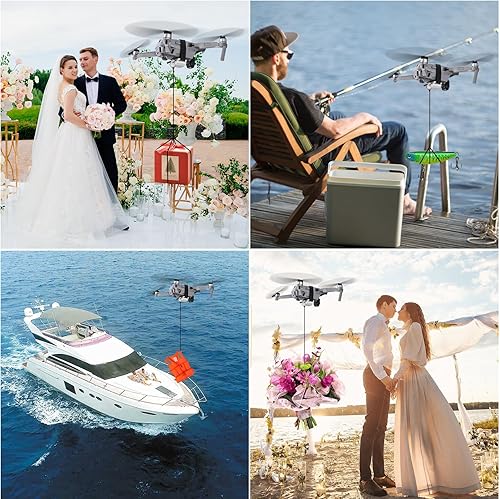 Miniatura 5 de Drone Airdrop System Dispositivo de liberación universal, clip de carga útil, Airdropper Fish con lanzador de anillo de cebo para DJI Mavic