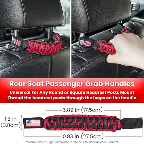 Miniatura 6 de Asas de agarre de barra antivuelco+mango de agarre para reposacabezas para Jeep Wrangler YJ TJ JK JKU JL JLU Sport Sahara Freedom Rubicon Unlimited