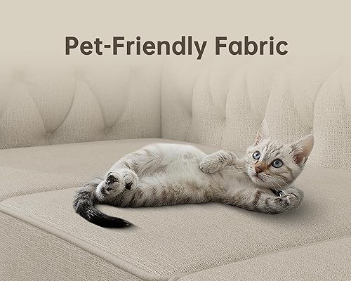 Miniatura 4 de Morden Fort Juego de Sofá Clásico Chesterfield de 82'', Sofá Capitoné para Juego de Sofás con Patas de Madera Maciza, Cojín Grueso, Sofás de Asiento