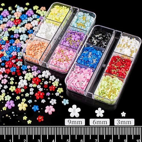 Miniatura 2 de Juego de flores 3D para uñas, adornos coloridos #6 con cuentas de caviar, kit de cristales de diamantes de imitación de flores, perlas, tachuelas