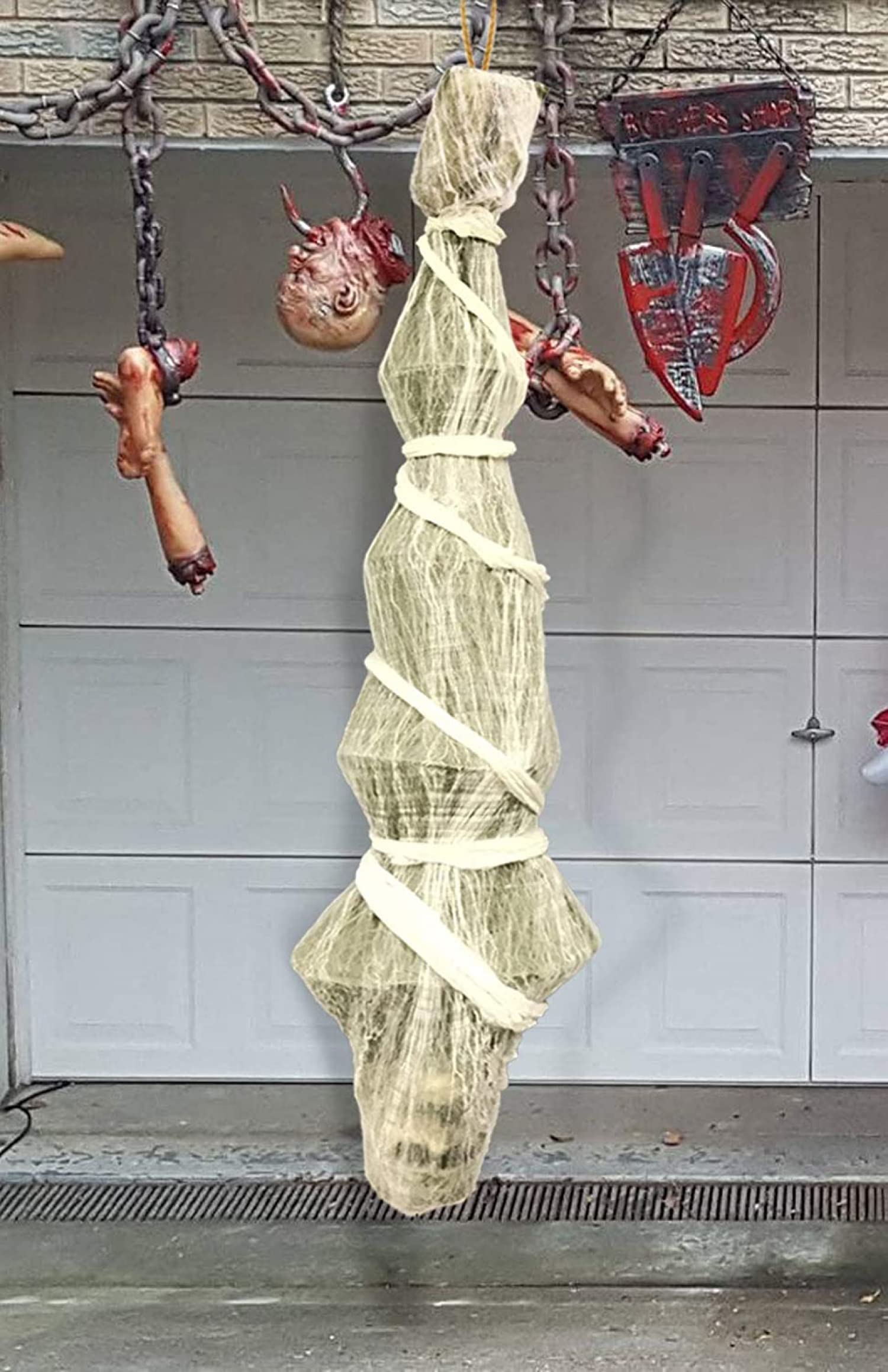 Decorazioni di Halloween Oggetti di Scena per Cadavere da Appendere All'aperto Corpo di Scheletro Spaventoso Interno Ragnatela