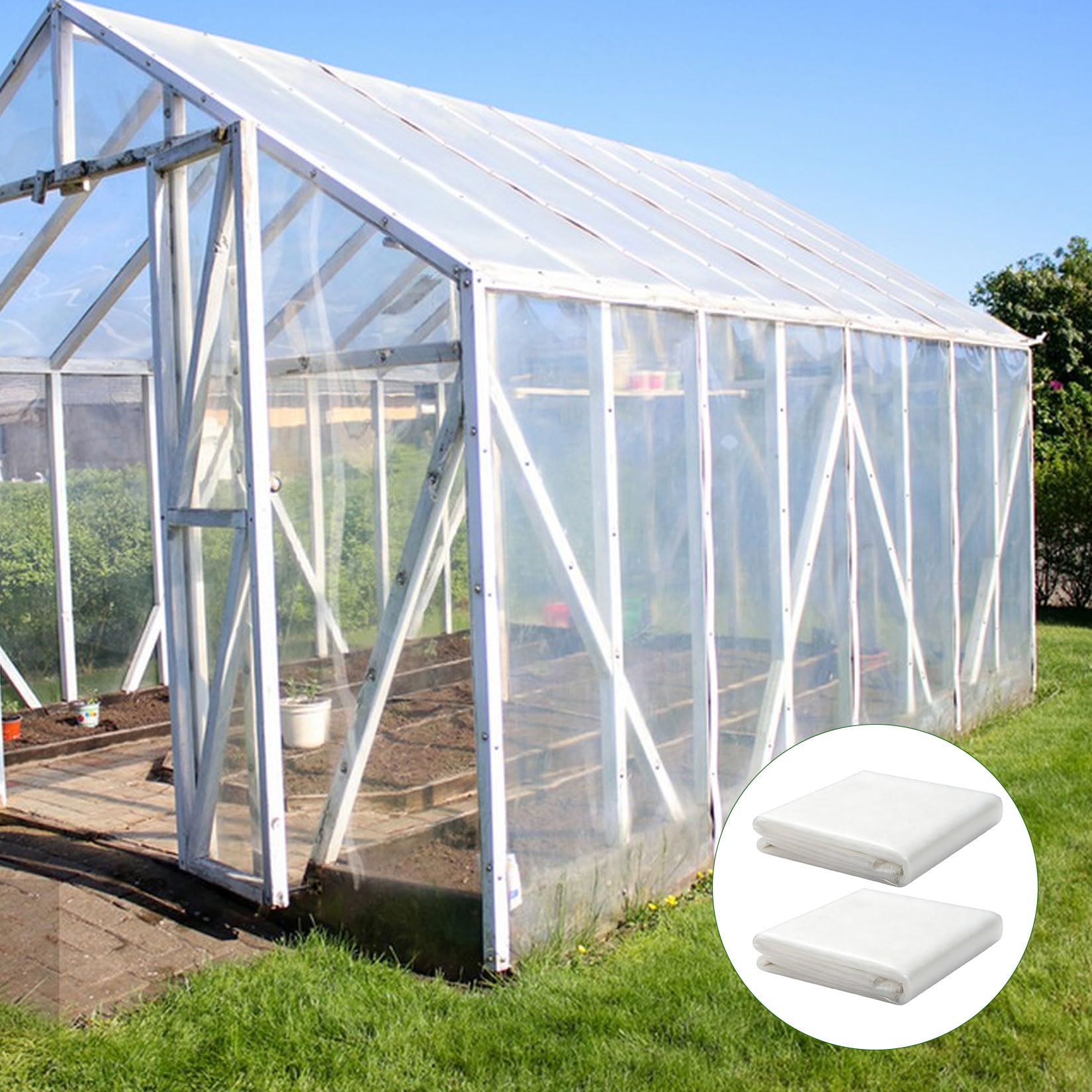 Película para Invernaderos, 4 x 5 m, Película plástico para Invernadero de 10 Mu, Plastico Invernadero Transparente para Jardines, invernaderos y túneles — view 7