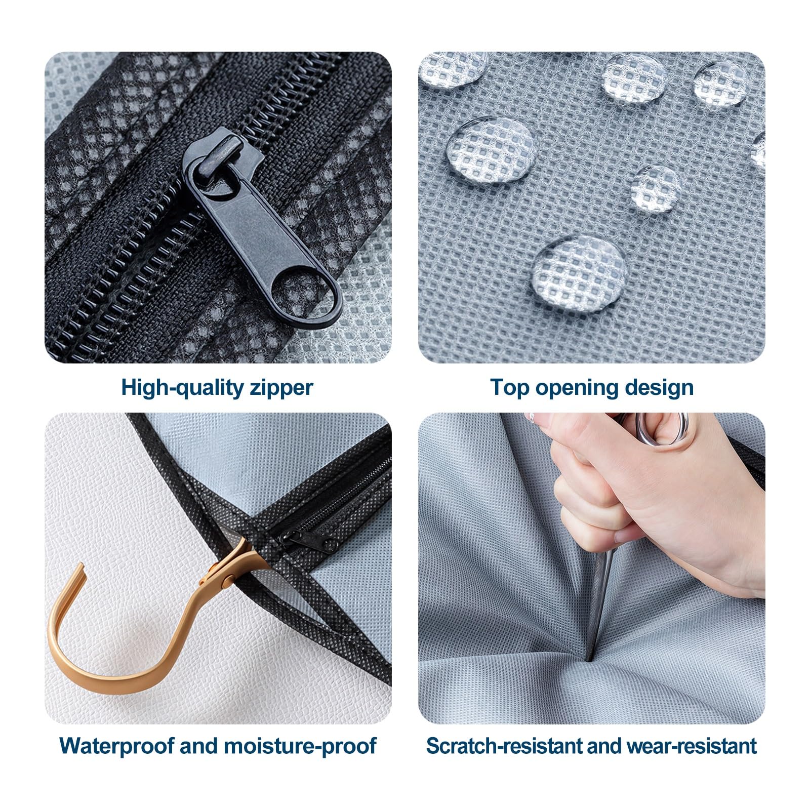 5 Pack Custodie per Abiti, Sacchetti per Vestiti for Riporre L'armadio e da Viaggio, Borse Porta Abiti for Appendere Gli Abiti, Borse Copri Abiti con Cerniera for Cappotti, Giacche, Camicie(60x90cm/24