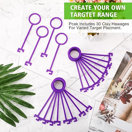 Miniatura 6 de Motionchic 30 ganchos de paloma de arcilla para objetivos, kit de ganchos de paloma de arcilla para práctica de tiro, varios métodos de colgar,