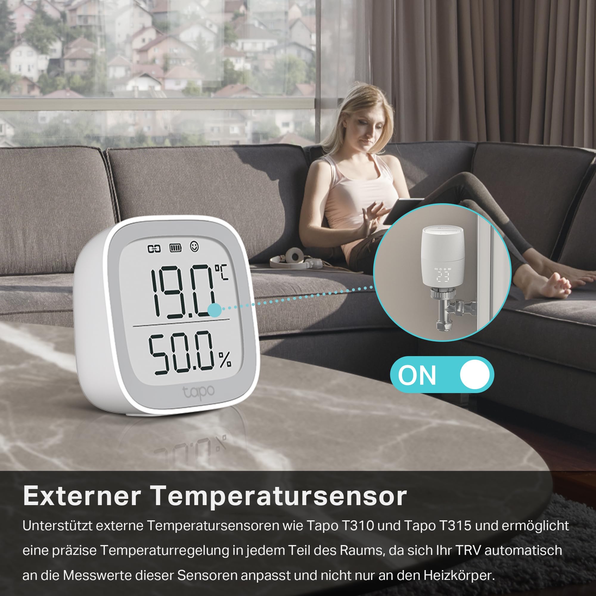 TP-Link smartes Heizkörperthermostat - Erweiterungseinheit, benötigt Kasa Hub, Heizungssteuerung (Kasa App, Zeitpläne, Geofencing, Fensteröffnungserkennung), Matter, Alexa, Apple Home