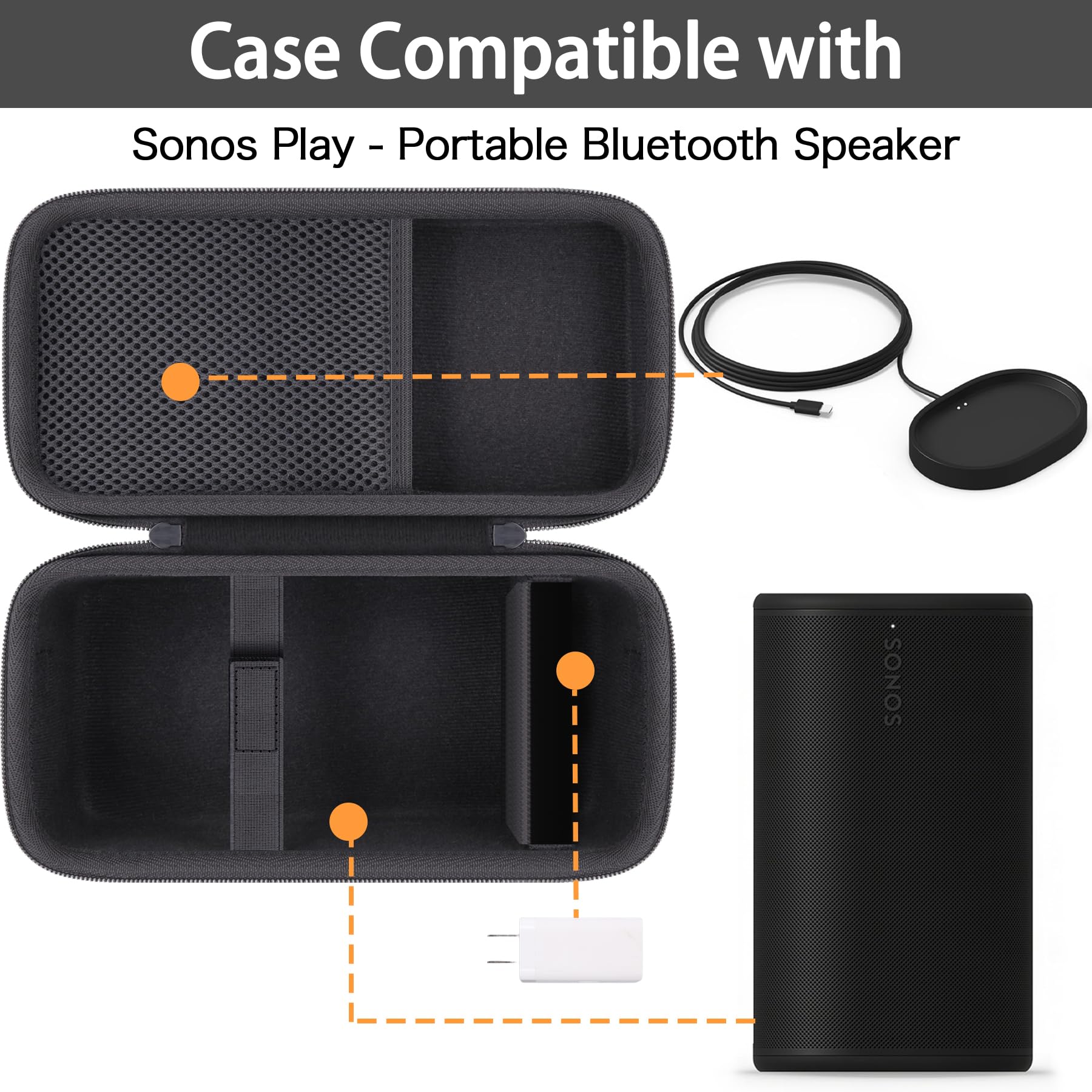 co2CREA cassa custodia borsa per Sonos Play Altoparlante Portatile, Compatibile con il supporto di ricarica(solo scatola,Case Only)