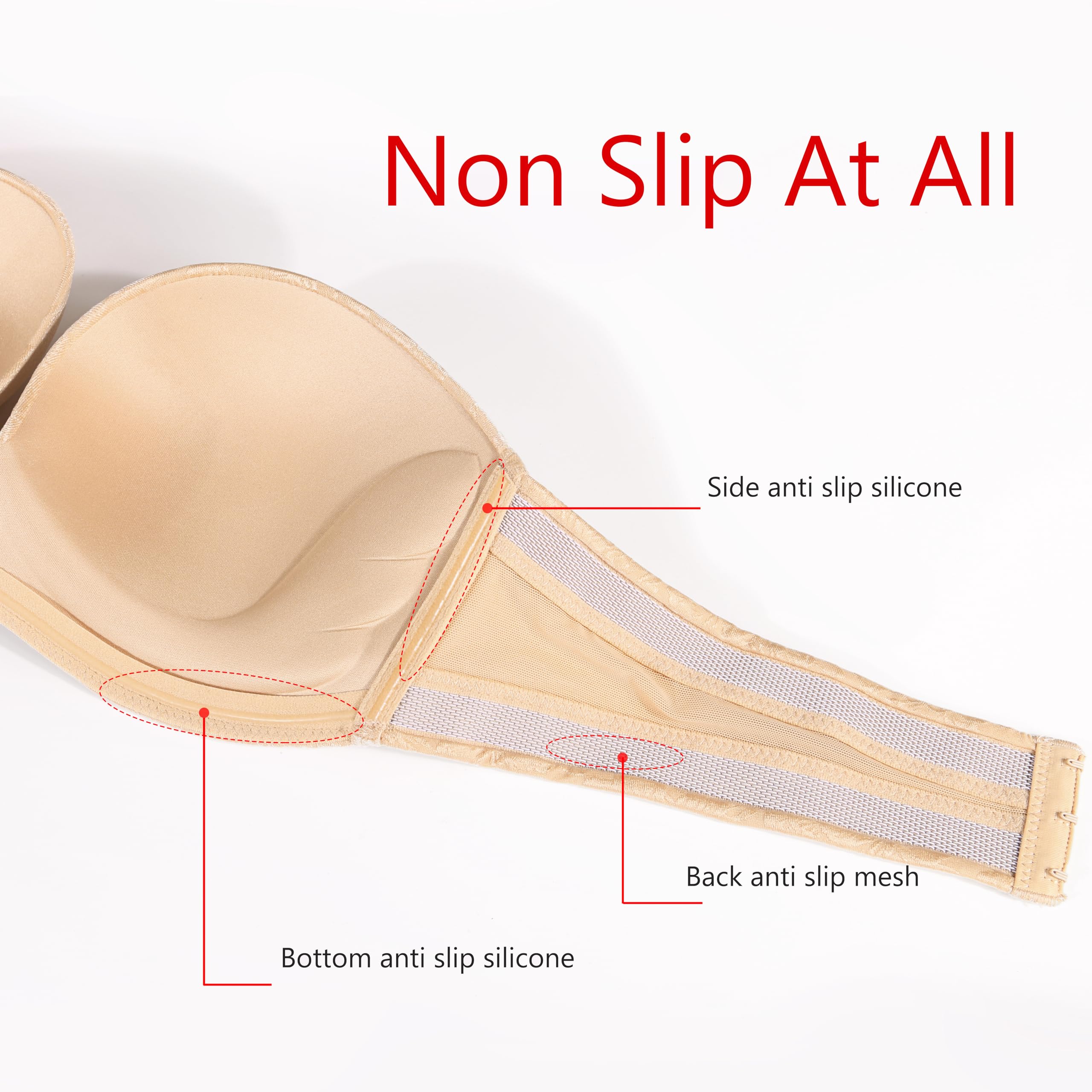 DotVol Sujetador Push up sin Tirantes Tallas Grandes para Mujer sin Aros Copa Completa Diseño Alas