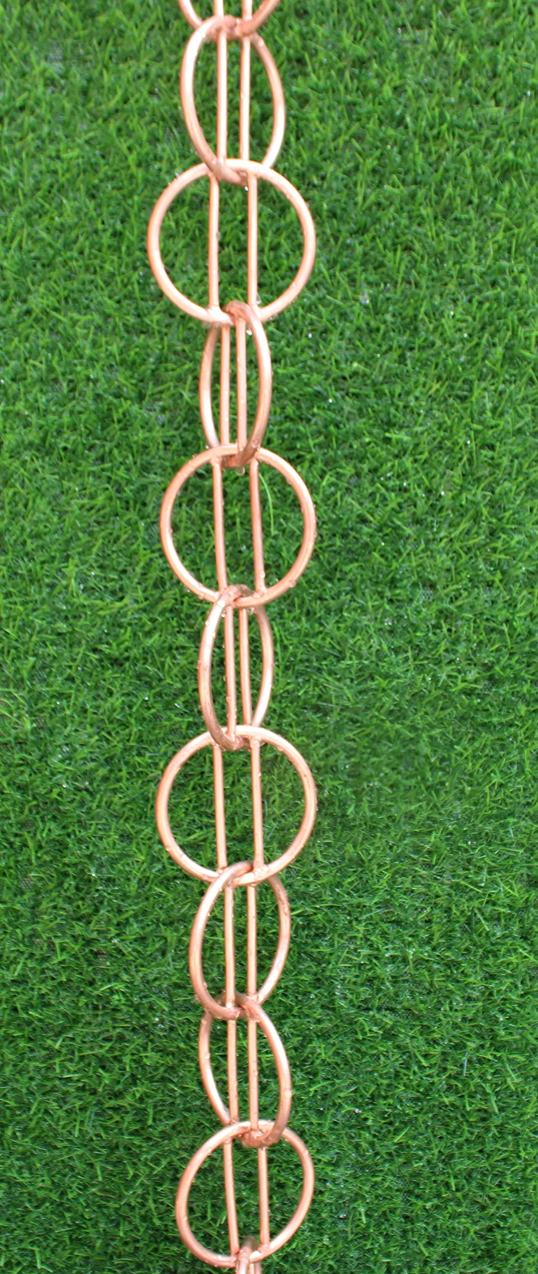 KAM Home Direct Catena da pioggia moderna ad anello, lunghezza 8,5 m, in rame puro, ricambio per pluviali per grondaie con bullone in ottone, adattatore per grondaia per installazione a catena a