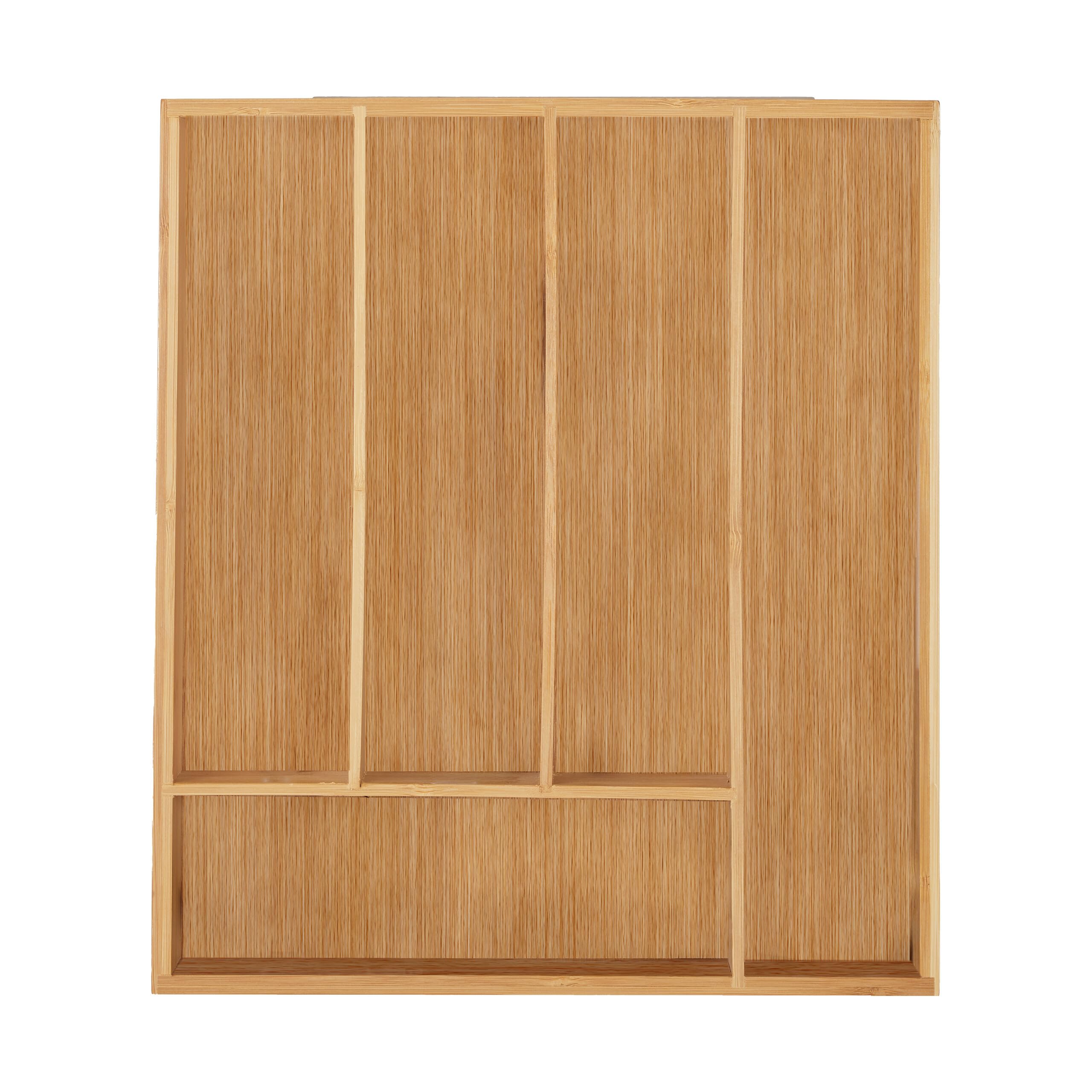 Relaxdays Cutlery Tray, 5 Compartments, Bamboo, 5 x 30 x 34 cm, Kitchen Drawer Insert for Silverware & Utensils, Natural
