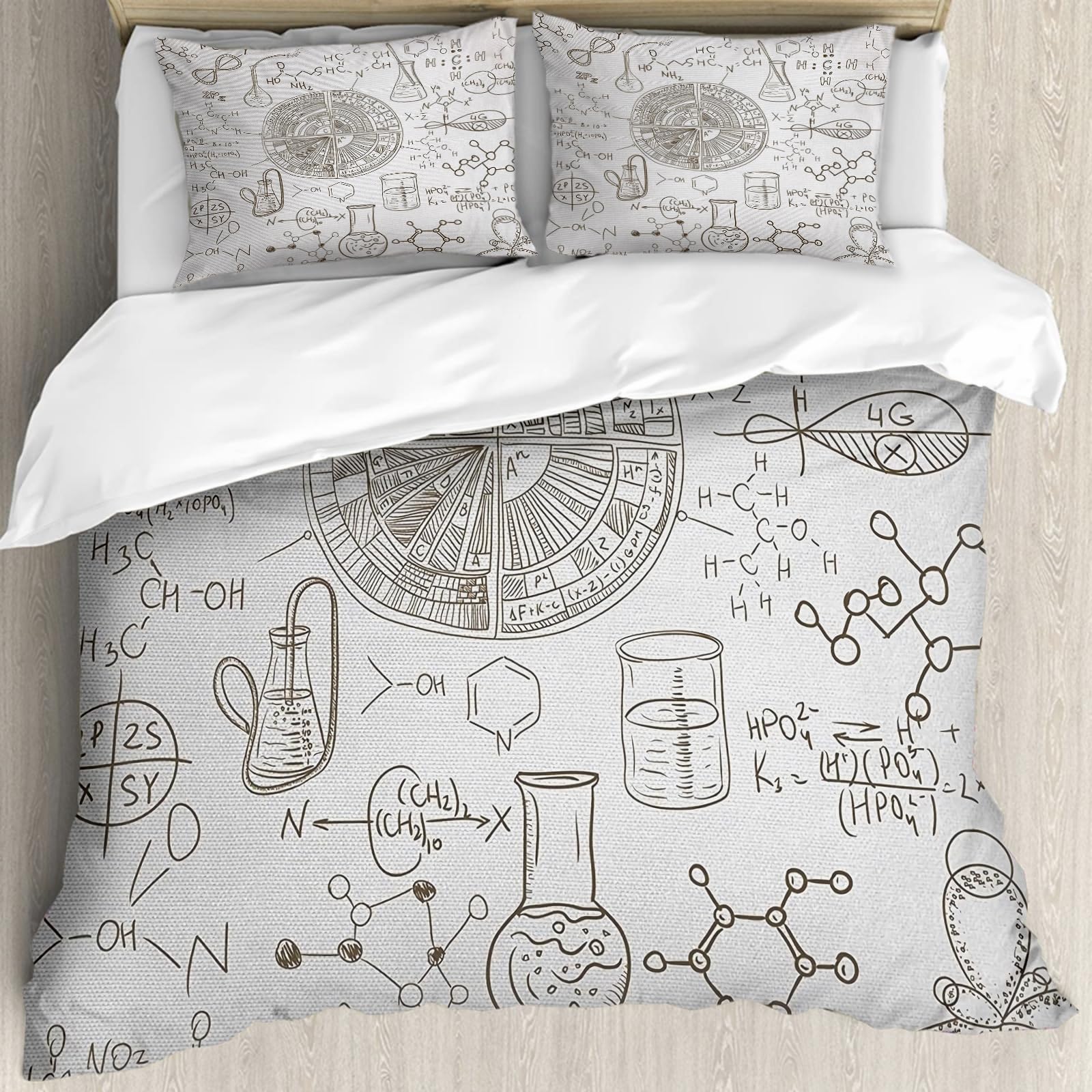 Sleeptime 100% Baumwolle Bettwäsche - Bettbezüge mit Reißverschluss - Set mit 2 Kissenbezüge,Chemische Formeln für die Schule. Schulhefte. Handschriftlicher Formeln-Hintergrun,178x208 cm